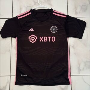 Messi Adidas Kids Black and Pink Sports Jersey